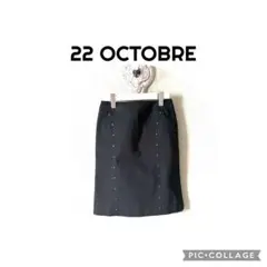 22 OCTOBRE タイトスカート スタッツ入ブラック 36のサムネイル