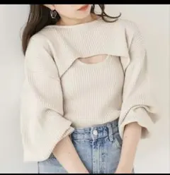 Chico ショート丈ニット リブタンク セット レイヤード