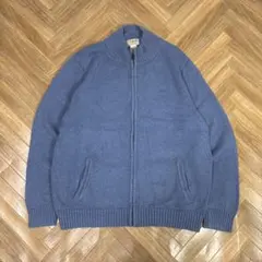 エルエルビーン ドライバーズニット フルジップ コットンニット くすみブルー