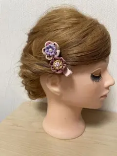 ハンドメイド髪飾り　ヘアクリップ　つまみ細工　お食い初め　七五三　卒園式　卒業式