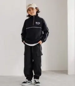 Coca キッズ　ラインカーゴジョガーパンツ　ブラック　130