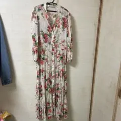 ZARA 花柄 ロングワンピース 長袖 マキシ丈