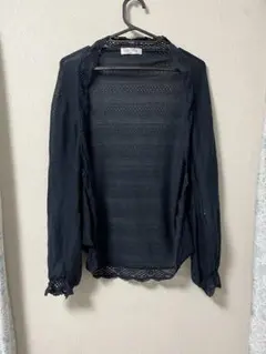 OFUON ダークネイビー 長袖カーディガン