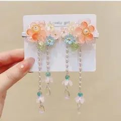 ☆ヘアアクセサリー 2本セット 髪飾り ヘアアレンジ クリップ留め 花 飾り