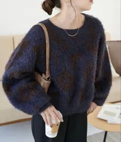 ディスコート　フェザーヤーンレオパードショートプルオーバー