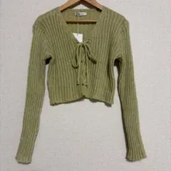 VANNIEU レースアップリブニット