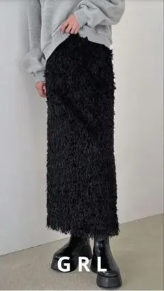 お値下げ中❗️新品未使用　グレイル　GRL フェザーナロースカート　S フリンジ