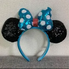 ディズニー カチューシャ ミニー スパンコール 水色