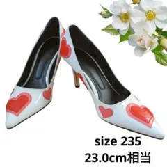 レディース パンプス ホワイト レッド ハート パーティー 映え ハイヒール 靴