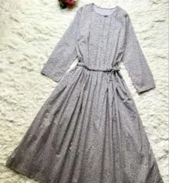 美品　ハンズオブクリエイション　花柄　シャツフレアワンピース ゆったりのサムネイル