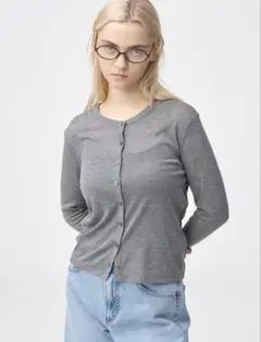 ソフトシアーカーディガンQ グレー GU サイズL 新品未使用