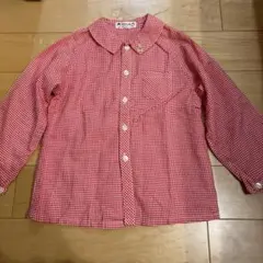 ファミリア 赤白チェック 長袖シャツ 110cm