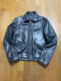 NEELS+ BLOUSONコラボ　廃盤商品　レザーシングルライダース ブラックのサムネイル