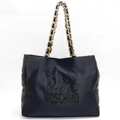 美品MOSCHINOモスキーノ トートバッグ チェーンバッグ 肩掛け可能 A4可