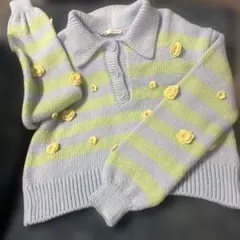 ZARA ストライプ ニットセーター ポロネック