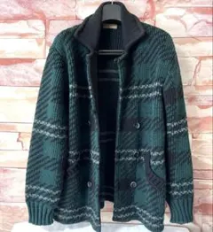 【新品】ZARA MEN ウール混紡 グリーンチェック柄 ピーコート