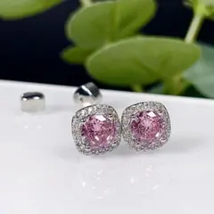D 3EX ピンク フラワー モアサナイト カラーモアサナイト ピアス 両耳 