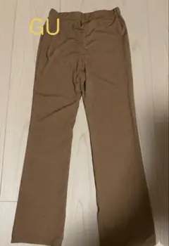 GU リブストレート　スリットパンツ　Mサイズ　ブラウン