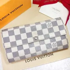【美品】ルイヴィトン ☆ポルトフォイユサラ ダミエ アズール 長財布