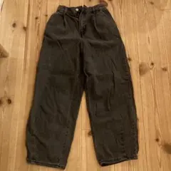 GU ジーユー バレルレッグジーンズ グレー デニム ジーパン キッズ 150