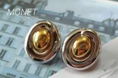 MONET モネ ヴィンテージ シルバー/ゴールド メタル ピアス