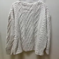 オフホワイト ケーブルニットセーター M