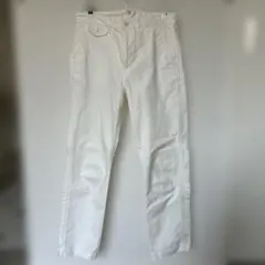 ホワイト コットンパンツ シンチバック付きのサムネイル