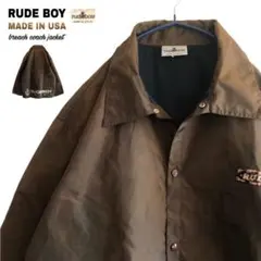 【一点物】RUDE BOYブリーチ加工ビッグロゴナイロンジャケットSK8レゲエ
