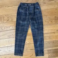 チェック柄スリムフィットパンツ グレー系
