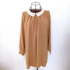 FRAY. ID　フレイアイディー　襟付き　ワンピース　キャメル