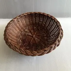 天然素材 ラタン・籐製　バスケット　〈円形〉　　ブラウン系