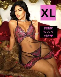 セクシーランジェリー シースルーベビードールピンクレースブラックチュール透け透け