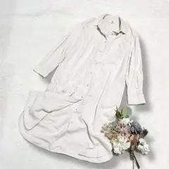 【ユニクロ】UNIQLO コーデュロイシャツワンピース ベージュ L ●