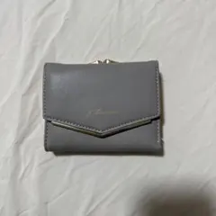 三つ折財布 レディース がま口 グレー