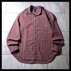 00s OLD GAP レギュラーカラー シャツ 長袖 赤茶色 チェック L