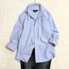未使用級【ラルフローレン】長袖シャツ オックスフォード ボタンダウン L ブルー