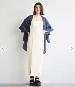 COCO DEAL カップ付き鹿の子×リブウエストベアワンピース