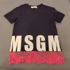 MSGM ビッグロゴ Tシャツ 異素材切替 綿 イタリア製のサムネイル