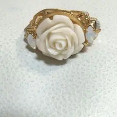 ★バラモチーフ リング 白 ゴールド フランゴ 指輪 a0362