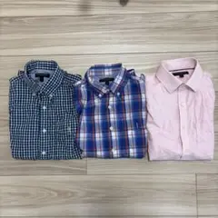 極美品　バナナリパブリック　チェック　無地　シャツ　３枚セット