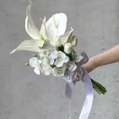 라지 롱 부케, 팔래노시스 오키드 컬러 안투리움 웨딩 부케 54cm