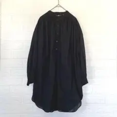 UNIQLO ユニクロ コットンギャザーチュニック（7分袖） L 黒