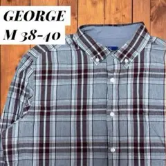GEORGE ジョージ US古着 長袖 シャツ チェック M グレー38-40
