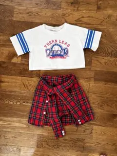 キッズ Tシャツ & チェック柄スカート セット　130cm