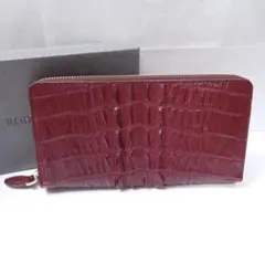 未使用　RODANIA/ロダニア ラウンドファスナー長財布　レッド　クロコダイルのサムネイル