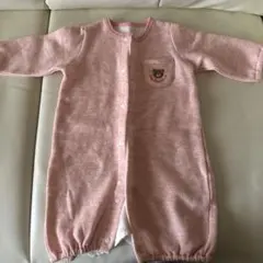 ピンク色ロンパース 50-60cm クマ刺繍