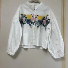 Emsexcite 花柄刺繍ブラウス ホワイト