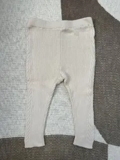美品！H&M エイチアンドエム オーガニックコットンリブレギンス アイボリー