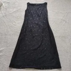 23区黒 レース ノースリーブ Aライン ワンピース