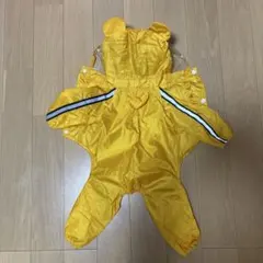 イエロー犬用レインコート フード付き